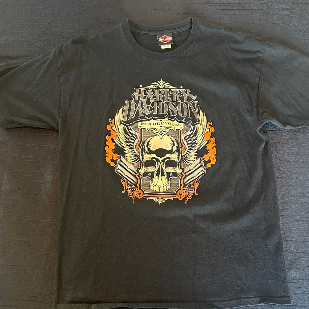 Harley-Davidson Black Tee with Skull and Flames